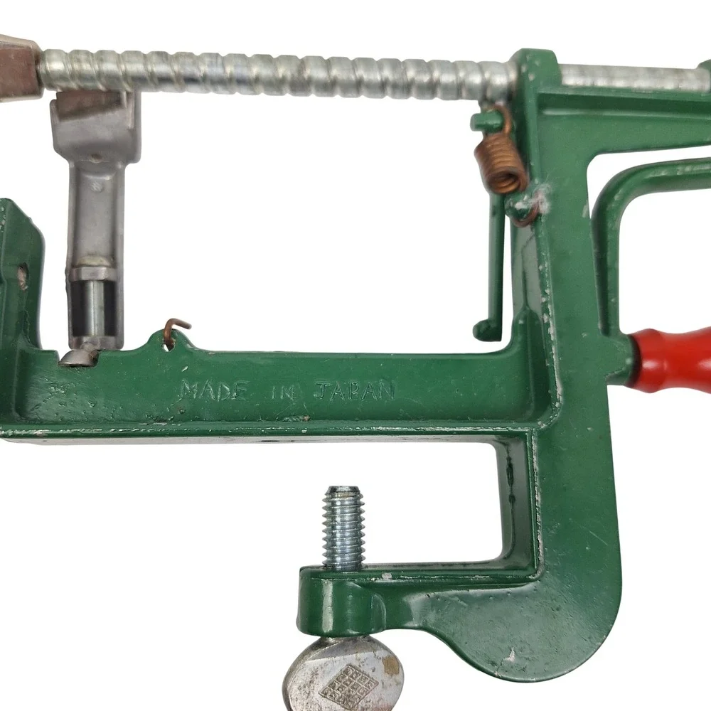 Vintage Sheffield's Apple Parer Slicer Corer Green Metal Hand Crank Japan